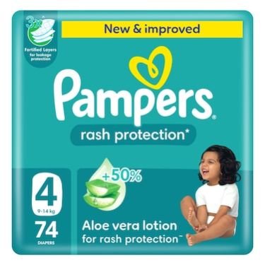 Pampers Rash Protection Diapers Size 4 (9–14 Kg) 74s